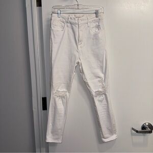 NWOT Good American High Rise Distressed Skinny White Jeans